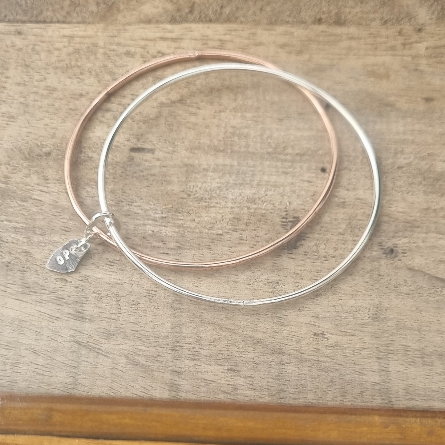 Double bangle silver & copper
