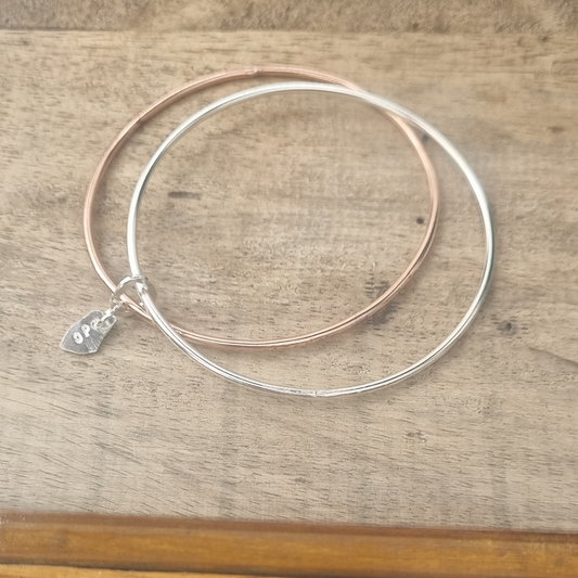 Double bangle silver & copper