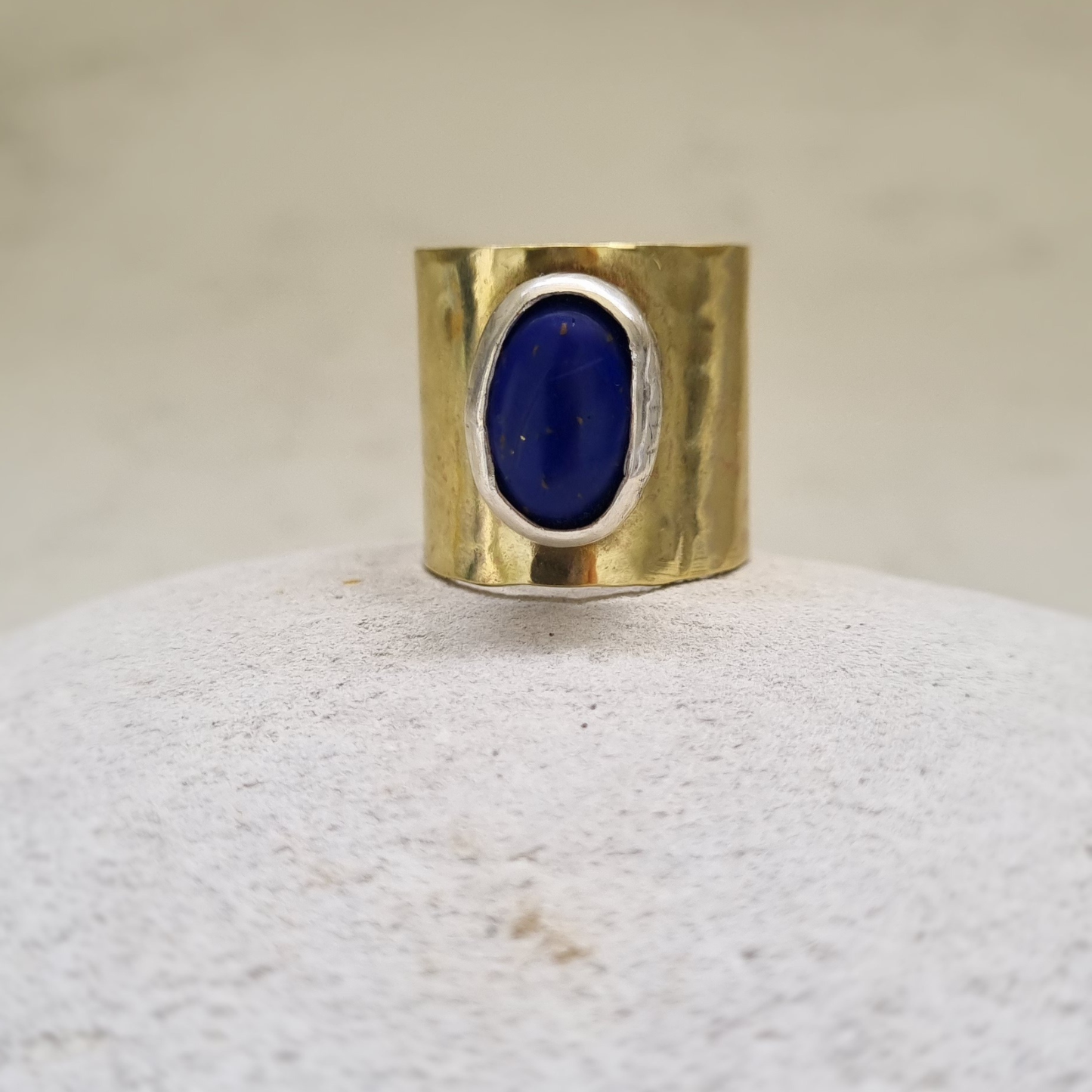 Lapis Lazuli ring in brass