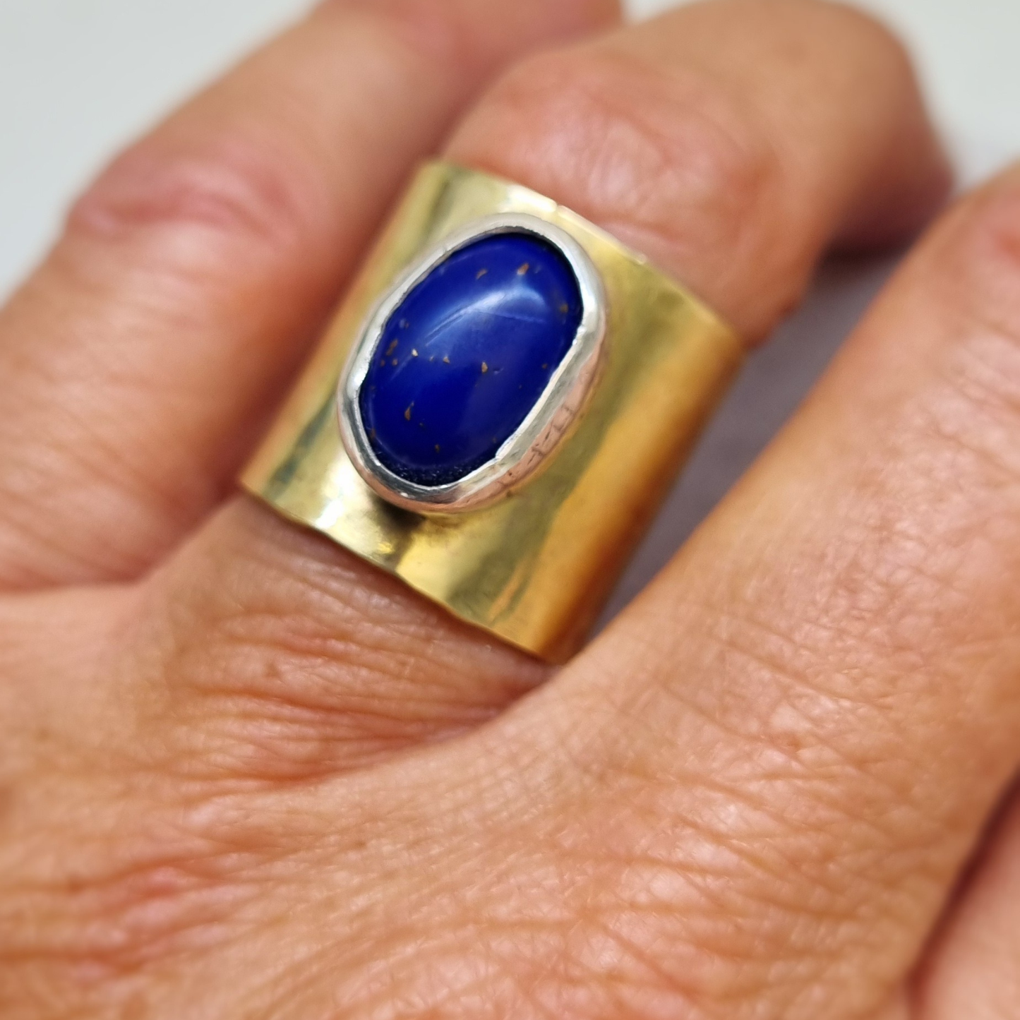 Lapis Lazuli ring in brass